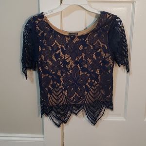Express Blue Lace Top